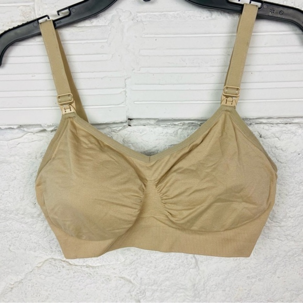 HOFISH nude stretch comfy adjustable, open front nursing bra size large